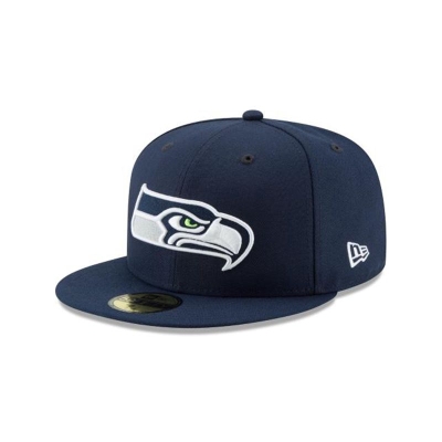 Blue Seattle Seahawks Hat - New Era NFL 59FIFTY Fitted Caps USA1602398